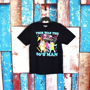 Men’s Bluey This Was The 80s Man T Shirt Short Sleeve MEDIUM Black